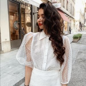 Zara Blogger Favorite swiss dot blouse